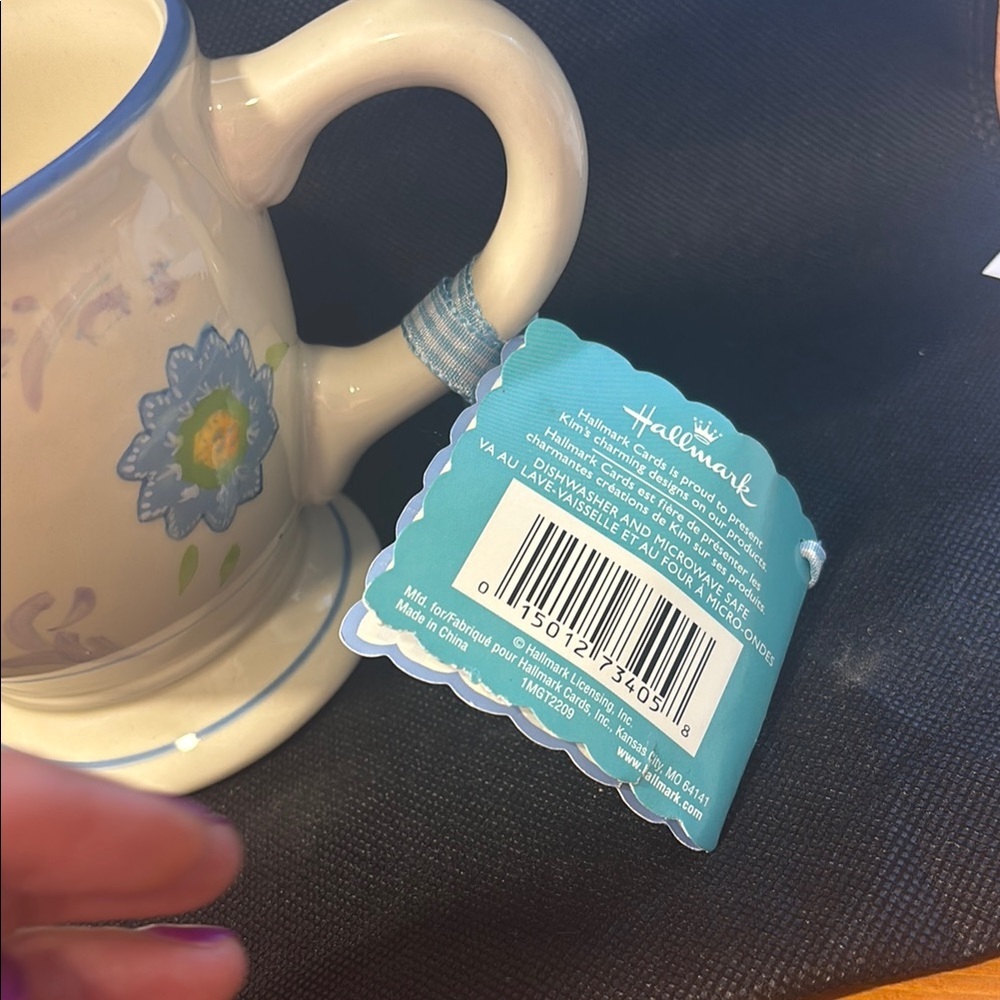 Hallmark Ceramic Mug with Blue Floral Design.‎ Kimberly Hodges - Picture 2 of 6